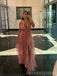 Deep V-neck A-line Tulle Long Evening Prom Dresses, MR0195