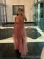 Deep V-neck A-line Tulle Long Evening Prom Dresses, MR0195