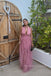 Deep V-neck A-line Tulle Long Evening Prom Dresses, MR0195
