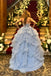 Blue Tulle Sweetheart A-line Long Evening Prom Dresses, MR0198