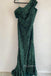 Dark Green Sequins Mermaid Off Shoulder Long Evening Prom Dresses, MR0209