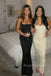 Gorgeous Black Satin Mermaid Spaghetti Straps Long Evening Prom Dresses, MR0224