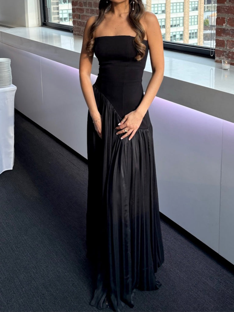 Sexy Strapless Black Long Evening Prom Dresses, MR0237