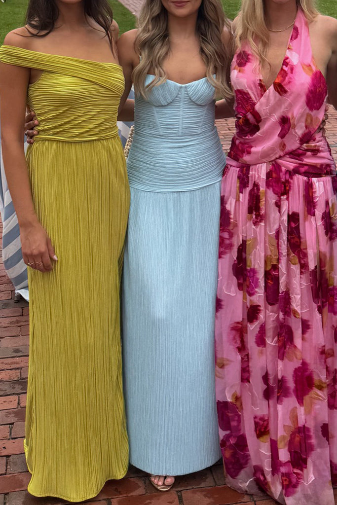 Unique Spaghetti Straps Blue Long Evening Prom Dresses Side Slit, MR0241