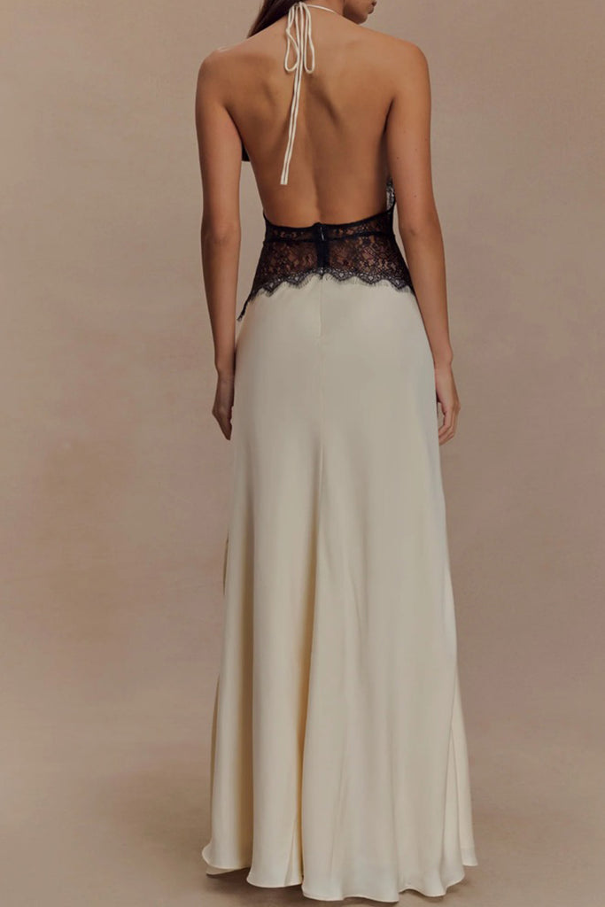 Sexy Backless White Black Lace Long Evening Prom Dresses, Deep V-neck Prom Dress, MR0244