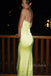 Sheath Yellow Satin Mermaid Spaghetti Straps Long Evening Prom Dresses, MR0245