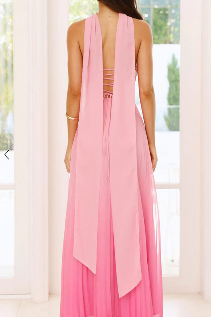 Unique Pink Chiffon Strapless A-line Long Evening Prom Dresses, MR0255