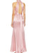 Halter Pink Silk Mermaid  Long Evening Prom Dresses, MR0256