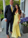 Formal Yellow Mermaid Backless Long Evening Prom Dresses, V-neck Prom Dress, MR0260