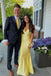 Formal Yellow Mermaid Backless Long Evening Prom Dresses, V-neck Prom Dress, MR0260