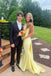 Popular Yellow V-neck Mermaid Long Evening Prom Dresses, Backless Prom Dress, MR0261