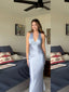 Simple Deep V-neck Satin Long Evening Prom Dresses, Mermaid Prom Dress, MR0266
