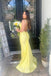 Lovely Yellow Mermaid Backless V-neck Long Evening Prom Dresses, MR0270