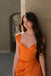 Elegant Orange Satin Mermaid Long Evening Prom Dresses, MR0273