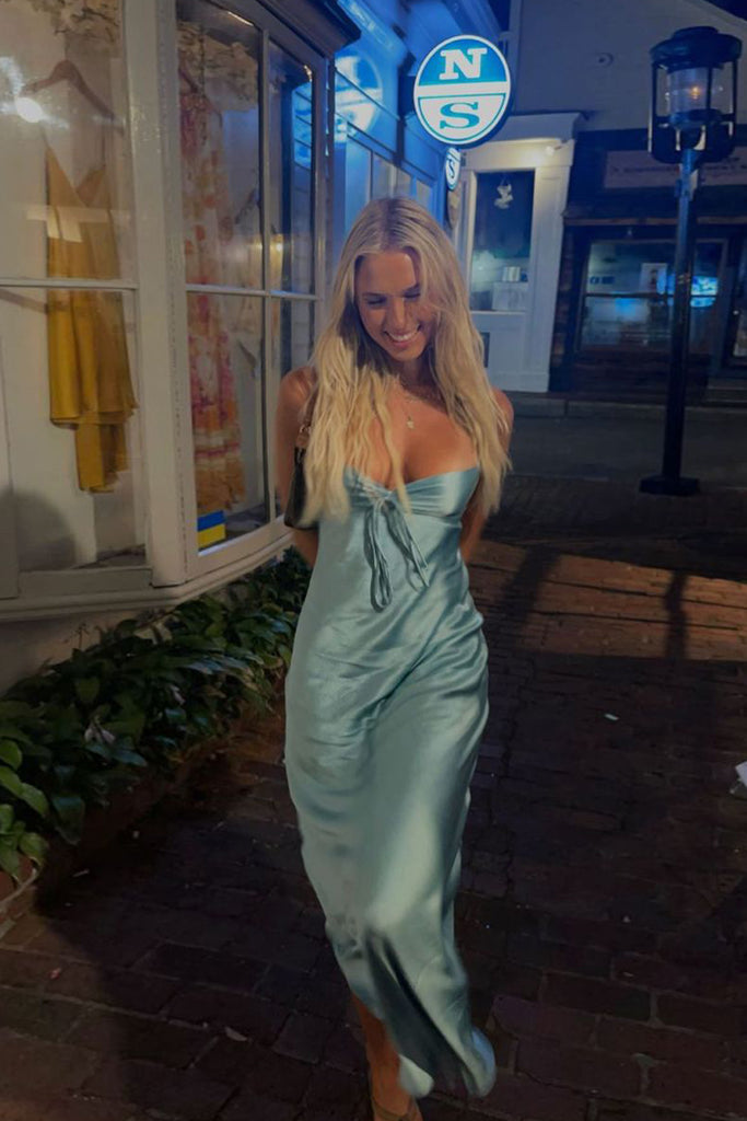 Simple Blue Spaghetti Straps Mermaid Long Evening Prom Dresses, MR0274