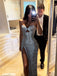 Sweetheart Sequins Mermaid High Slit Long Evening Prom Dresses, MR0278