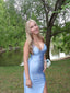 Gorgeous Sparkly Mermaid V-neck Long Evening Prom Dresses, Spaghetti Straps Backless Prom Dress, MR0281