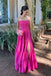 A-line Pink Strapless Side Slit Long Evening Prom Dresses, MR0284