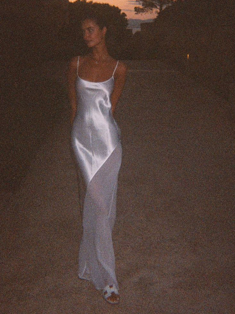 Sexy Mermaid Spaghetti Straps White Long Evening Prom Dresses, MR0293