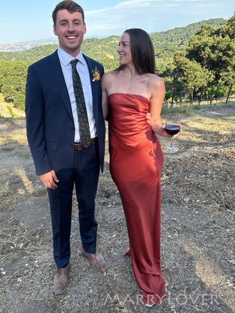 Lovely Strapless Satin Mermaid Backless Long Evening Prom Dresses, MR0297