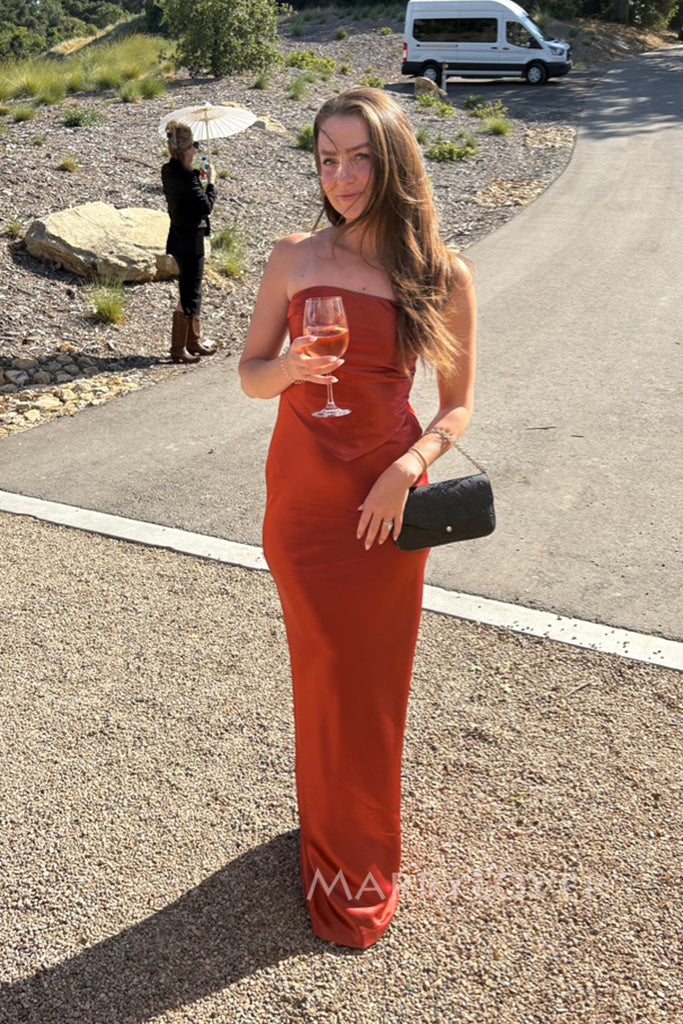 Lovely Strapless Satin Mermaid Backless Long Evening Prom Dresses, MR0297