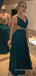 Sexy Backless Dark Green Long Evening Prom Dresses, Custom V-neck Prom Dress, MR8820