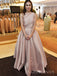 A-line Satin One Shoulder Long Evening Prom Dresses, Custom Cheap Prom Dress, MR8831