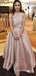 A-line Satin One Shoulder Long Evening Prom Dresses, Custom Cheap Prom Dress, MR8831