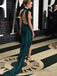 Halter Dark Green Satin Mermaid Long Evening Prom Dresses, Side Slit Custom Prom Dress, MR8863