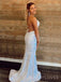 Sparkly White Sequins Spaghetti Straps Long Evening Prom Dresses, Mermaid Backless Custom Prom Dress, MR8872