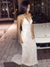 White Sequins Mermaid Spaghetti Straps Long Evening Prom Dresses, V-neck Prom Dress, MR8881