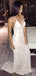 White Sequins Mermaid Spaghetti Straps Long Evening Prom Dresses, V-neck Prom Dress, MR8881