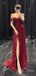 Dark Red Sequins Side Slit Long Evening Prom Dresses, Sparkly Custom Prom Dress, MR8894