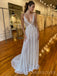 Deep V-neck Sparkly Sequins Long Evening Prom Dresses, Spaghetti Straps Prom Dress, MR8929