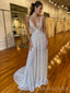 Deep V-neck Sparkly Sequins Long Evening Prom Dresses, Spaghetti Straps Prom Dress, MR8929