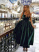 A-line Dark Green Velvet Straps Long Evening Prom Dresses, Sweetheart Prom Dress, MR8934
