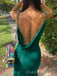 Spaghetti Straps Mermaid Green Long Evening Prom Dresses, MR8935