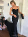 Popular Black Mermaid Sweetheart Long Evening Prom Dresses, Spaghetti Straps Prom Dress, MR8942