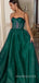 A-line Green Tulle Spaghetti Straps Long Evening Prom Dresses, Sparkly Prom Dress, MR8960