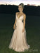 Spaghetti Straps A-line Long Evening Prom Dresses, V-neck Prom Dress, MR8973