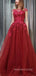 Red Tulle Appliques Formal Long Evening Prom Dresses, A-line Prom Dress, MR8974