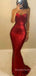 Red Sequins Mermaid Strapless Long Evening Prom Dresses, Sweetheart Prom Dress, MR8975