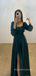 Long Sleeves A-line Long Evening Prom Dresses, Side Slit Prom Dress, MR8999