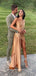 One Shoulder Satin Side Slit Long Evening Prom Dresses, MR9000