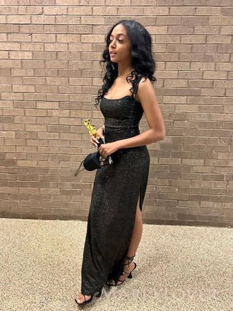 Gorgeous Black Sparkly Mermaid Long Evening Prom Dresses, MR9010