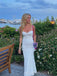 Spaghetti Straps White Long Evening Prom Dresses, Mermaid Sweetheart Prom Dress, MR9014