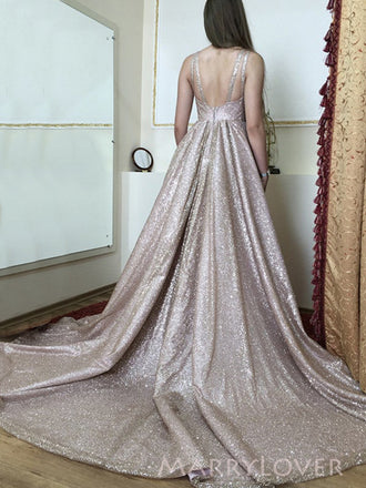 Sparkly A-line Sequins Formal Long Evening Prom Dresses, MR9020