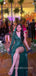 Dark Green Sequins High Slit Long Evening Prom Dresses, Long Sleeves Sparkly Prom Dress, MR9044