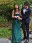 Green Velvet Mermaid Spaghetti Straps Long Evening Prom Dresses, MR9053