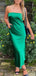 Strapless Emerald Green Satin Mermaid Long Evening Prom Dresses, Backless Prom Dress, MR9057